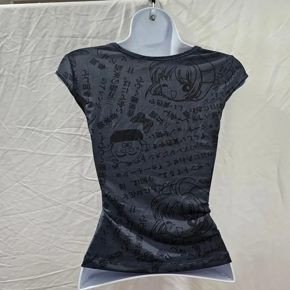 Vintage y2k 90s anime Japan aop baby tee - Picture 3 of 5